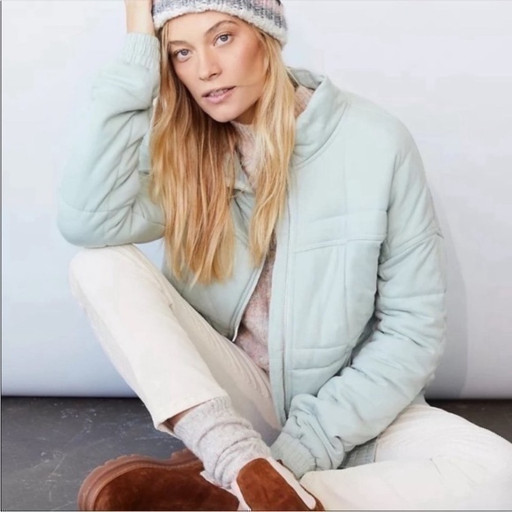 Allfenix Anthropologie Quilted Zip-Up Jacket size small.